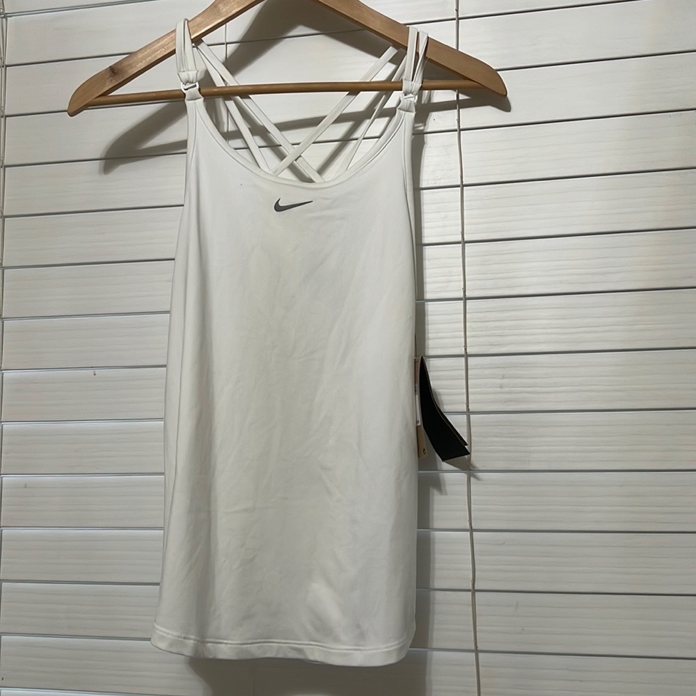 White Nike Women's Dri-FIT Cross Back Tank Top Size XS